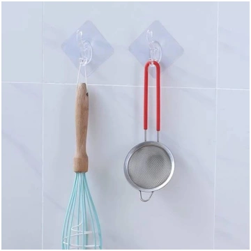Hook - double self-adhesive hanger - 7x7cm transpa