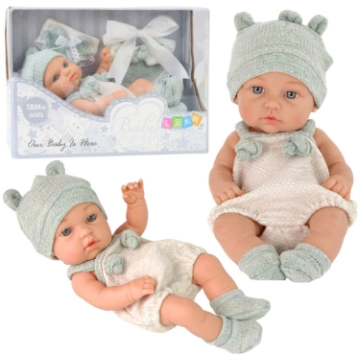 Baby Doll, Gray Outfit, Hat, Bib, 18 cm 28135-uniw