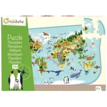 Puzle MANDARINE Dzīvnieku pasaules karte 76 80235_