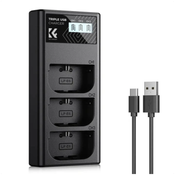 K&F Concept Canon LP-E6NH 3-pack Camera Charger wi
