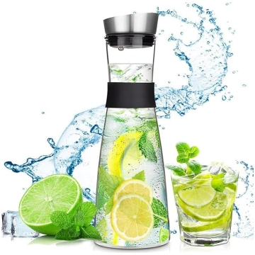 Stikla karafe, 1200 ml karafe ar nerūsējošā tēraud
