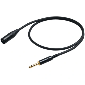 Proel 6.3mm stereo jack to XLR male, 3m, black (PR