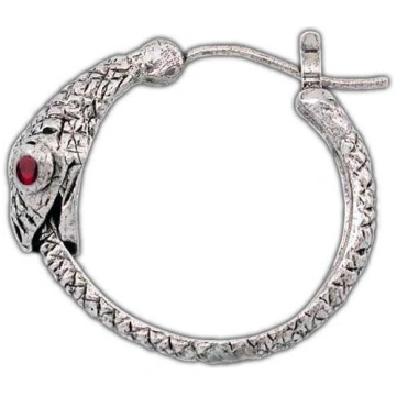 Ouroboros Earrings - Single / Garnet