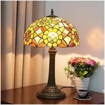 30 cm vitrāžas galda lampas Saulespuķes Tiffany la