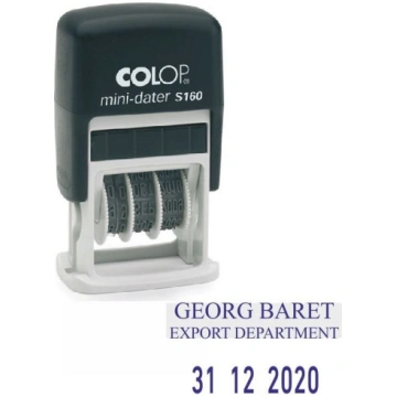 Zīmogs S160 Dater D03 COLOP melns korpuss, zils sp