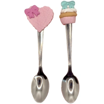 Set di 2 cucchiaini in argilla polimerica cuore e