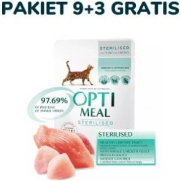 Optimeal – konservi sterilizētiem kaķiem ar tītara
