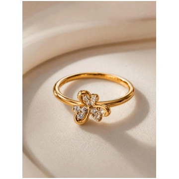 Gredzens zelta tonī "Golden Flower Shine" - 17