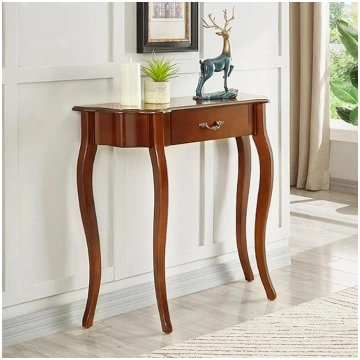 Crescent Moon Console Table Made of Solid Wood, En
