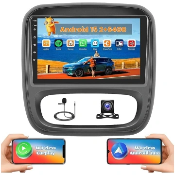 Hikity 2G + 64G auto radio Android 13 Renault Traf