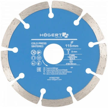 Dimanta segmentētais zāģa disks, 115 mm, HT6D750, 