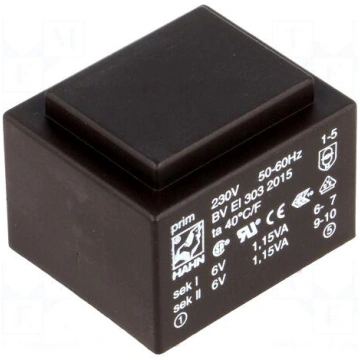 Transformer: encapsulated | 2.3VA | 230VAC | 6V | 
