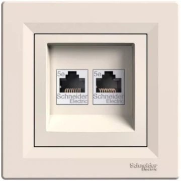 ASFORA Rozete 2-vietīgs RJ45 CAT-5 ar rāmi bēšs EP