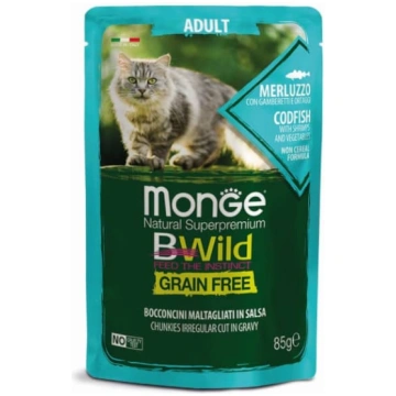 MONGE CAT BWILD CODFISH konservi kaķiem Menca, gar