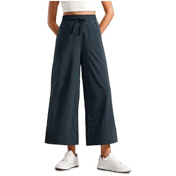 CRZ YOGA Lightweight Wide Leg Capri Chino Trousers