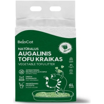 BeloCat Tofu Clumping Cat Litter Aloe, 6l - dabīgi