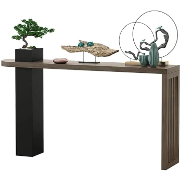 Industrial Wood Console Table with TV Console Behi