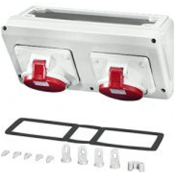 Connection box with 2 x CEE receptacles 32 A, 5-po