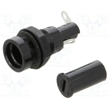 Fuse holder; 5x20mm; 10A; 250VAC; on panel; thermo