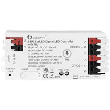 Digitālais LED lentas kontrolieris, 5–24 V līdzstr