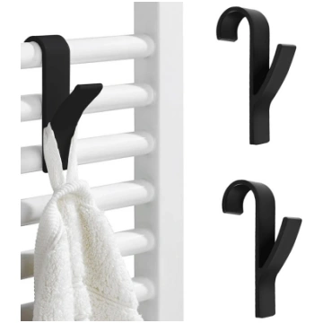 Dvieļu āķi vannas istabas radiatoram, 2 gab., meln