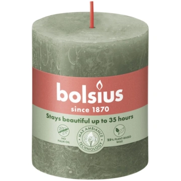 Svece, cilindriskas Bolsius Rustic, 35 h, Zaļa krā