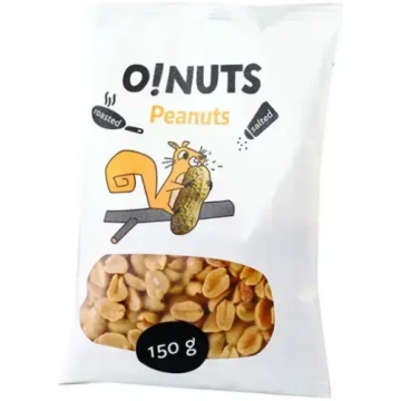 Zemesrieksti O!NUTS grauzdēti un sālīti, 150 g
