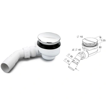 Sifons dušas pamats Nicoll Turboflow TB90S, 40 mm