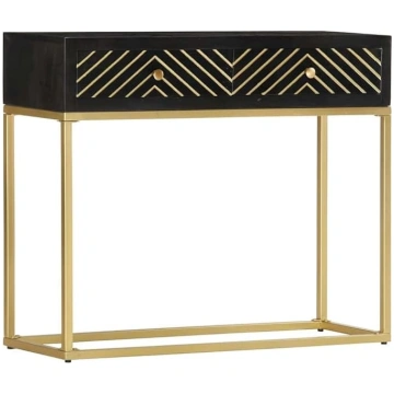 Console Table Black Gold 90 x 30 x 75 cm, Side Tab