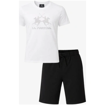 La Martina Completo Con Tshirt Bianca Bermuda Nero