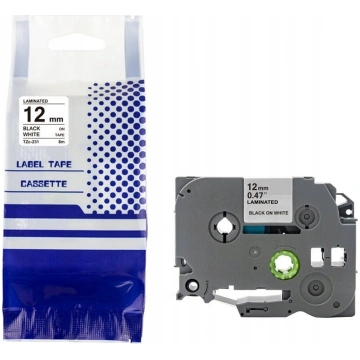 BROTHER TZE-231 tape 12mm x 8m black on white repl