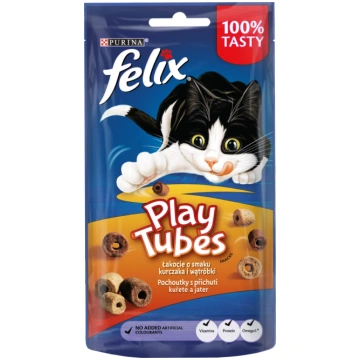 Gardums kaķiem – Felix Play Tubes, chicken and liv