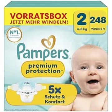 Pampers Premium Protection Size 2, 248 Nappies, 4 