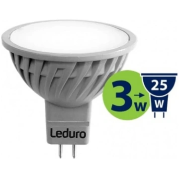 LED spuldze MR16, 3W, G5.3, GU5.3, 12V, 3000K, 250