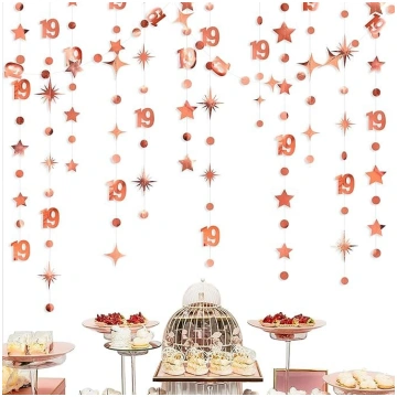 Rose Gold 19. dzimšanas dienas rotājumi Numurs 19 