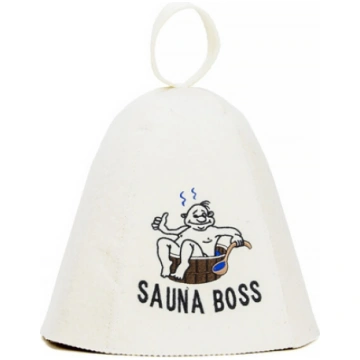 Pirts cepure Sauna Boss balta/vilna100%