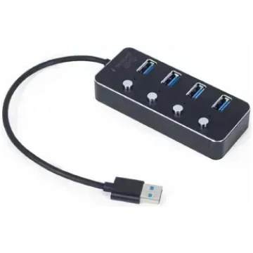 Gembird USB 3.1 4 portu USB centrmezgls ar slēdžie