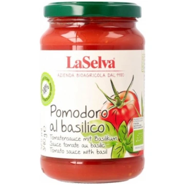 Tomāti savā sulā ar baziliku BIO 340g Laselva