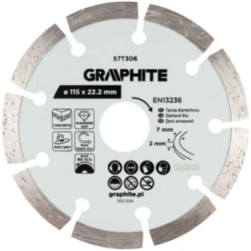 Dimanta disks 115 mm betona, ķieģeļu griešanai (sa