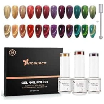 Nicedeco Cat Eye Gel Nail Polish Set, magnētiskā g