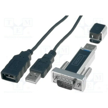 USB to RS232 converter; D-Sub 9pin plug,USB A plug