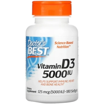 Doctor"s Best D3 vitamīns, 5000 SV - 180 kapsulas