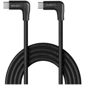 Lindy 0.5m USB 3.2 Type C Cable, 2 x 90° Right Ang