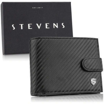 Vīriešu ādas maks Stevens 325A Carbon, melns