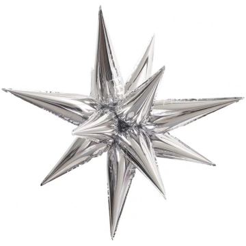 Zvaigzne 3D, Sudrabs, (95 cm) PartyDeco BP-29614