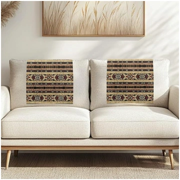 Aztec Geometric Brown Sofa Slipcovers Headrest Cov