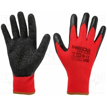 Protective gloves; Size: 9; black-red; polyester; 