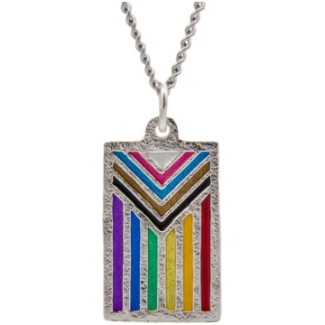 Progress PRIDE Flag Necklace - 20" sterling silver