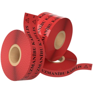 Brīdinājuma lenta "Uzmanību kabelis" 80mm sarkana 