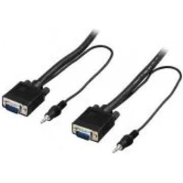 Deltaco Monitor cable RGB HD15 3.5mm audio 5m blac